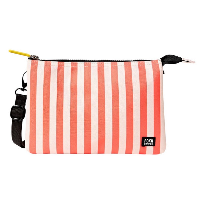 Roka Carnaby Recycled Canvas Cross-body XL Coral Stripe front