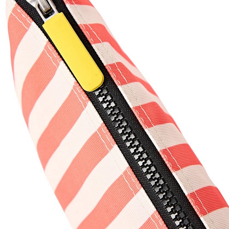 Roka Carnaby Recycled Canvas Cross-body XL Coral Stripe top closed