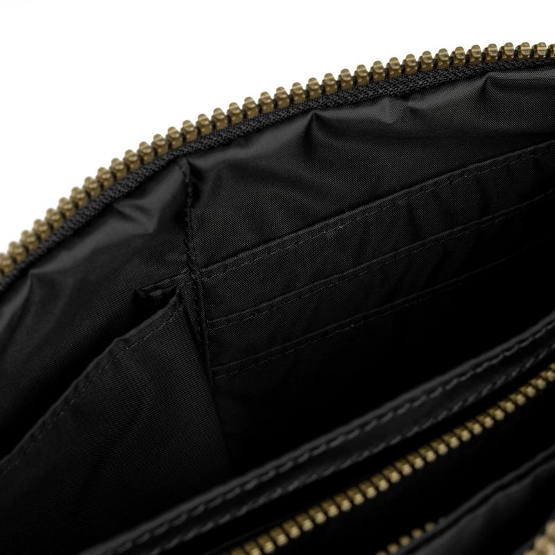 Roka Carnaby Recycled Nylon Cross-body XL Black Gold Label card slots