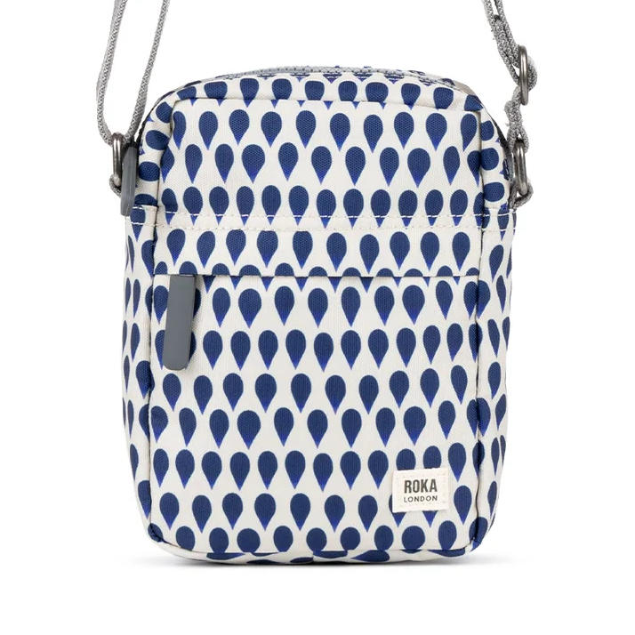 Roka Bond Recycled Canvas Cross-body Bag Denim Rain close-up