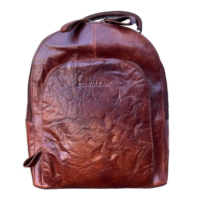 Rowallan Bronco Cognac Large Curved Top Twin Backpack 31-2388-18 front