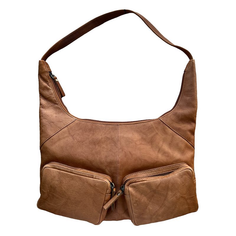 Rowallan Lyon Tan U Shape Slouchy Front Pocket Shoulder Bag 31-2803-14 front
