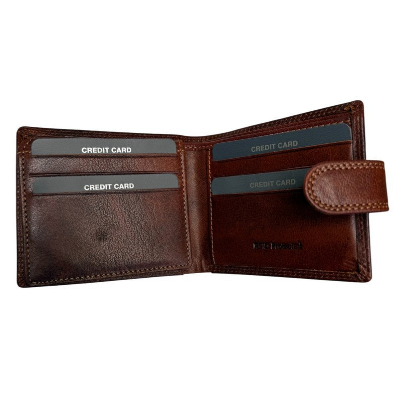Rowallan Of Scotland Lancaster Sandal Flip Up RFID Wallet open