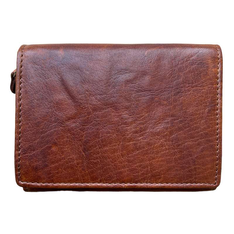 Rowallan Of Scotland Mauritius Cognac Trifold Rear Zip Wallet Purse rear