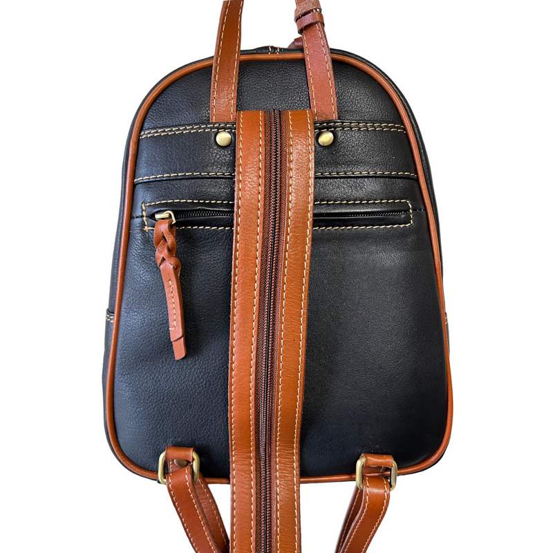 Rowallan Of Scotland Prelude Black Tan Small Backpack 31-9499-01 rear