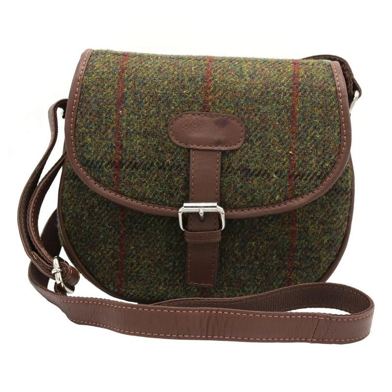 Rowan Harris Tweed Saddle Bag Green front