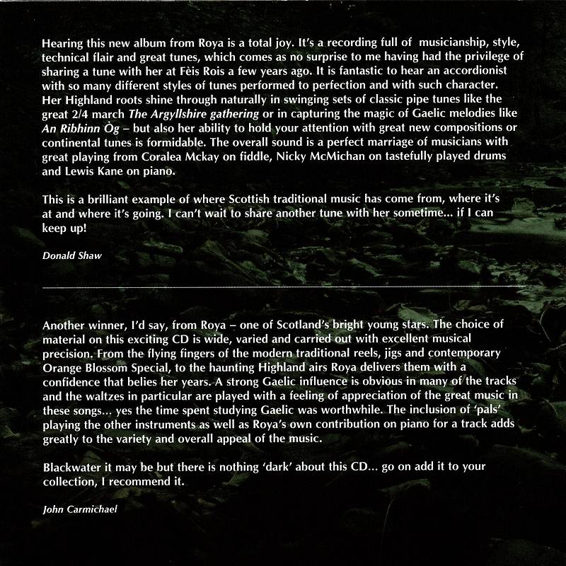 Roya MacLean & Friends - BlackWater CD rear