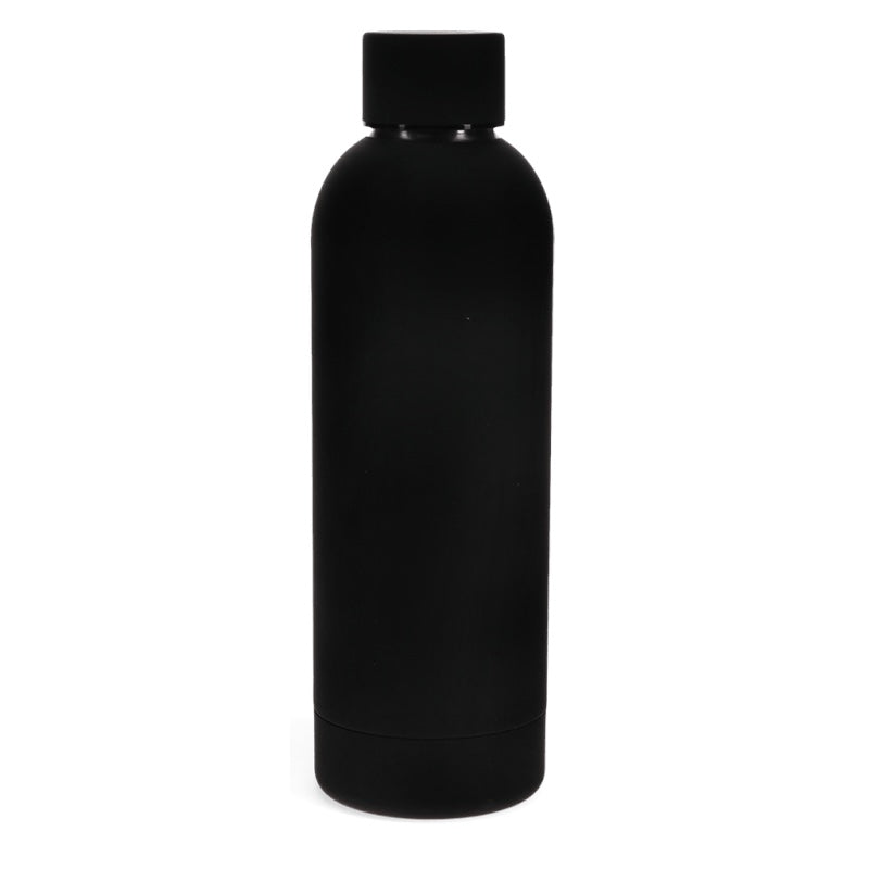 Rubber Coated Steel Drinking Bottle Black 30345 front