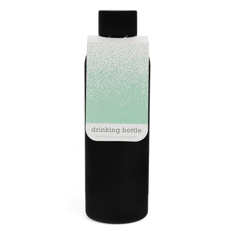 Rubber Coated Steel Drinking Bottle Black 30345 in packaging