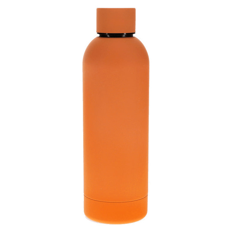 Rubber Coated Steel Drinking Bottle Orange 30346 front