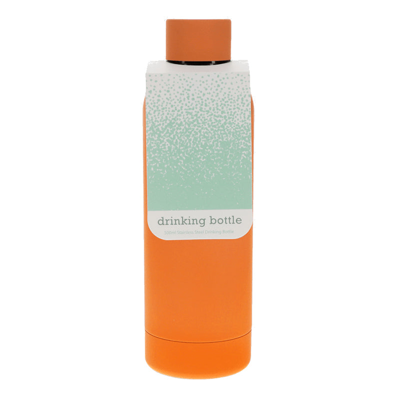 Rubber Coated Steel Drinking Bottle Orange 30346 in packaging