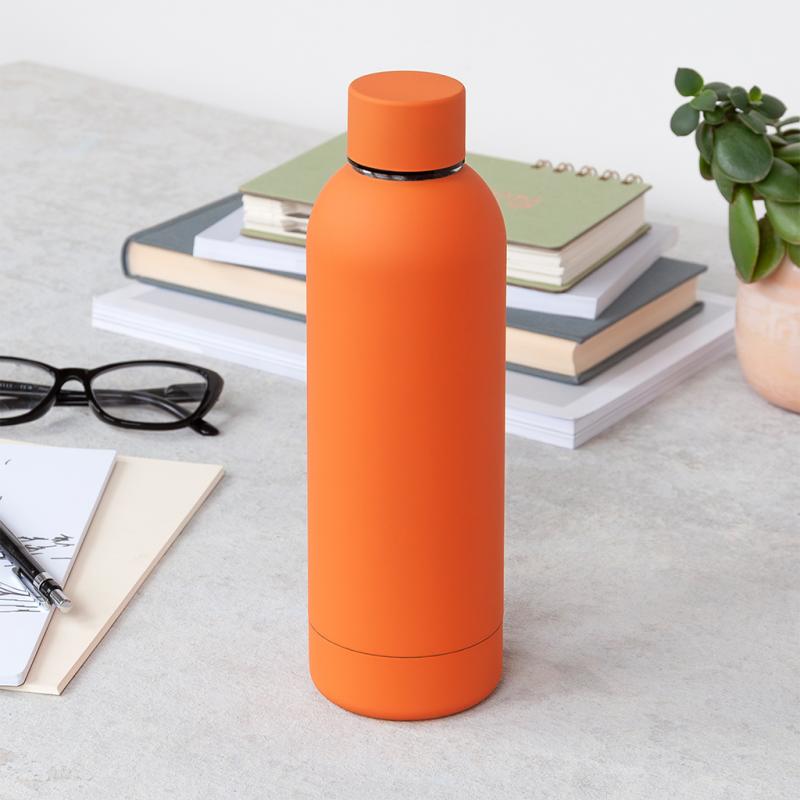 Rubber Coated Steel Drinking Bottle Orange lifestyle