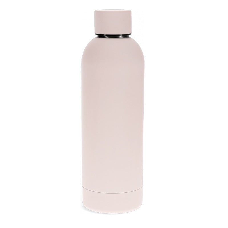 Rubber Coated Steel Drinking Bottle in Pale Pink front