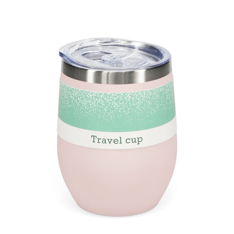 Rubber Coated Travel Cup Pink 30928in packaging