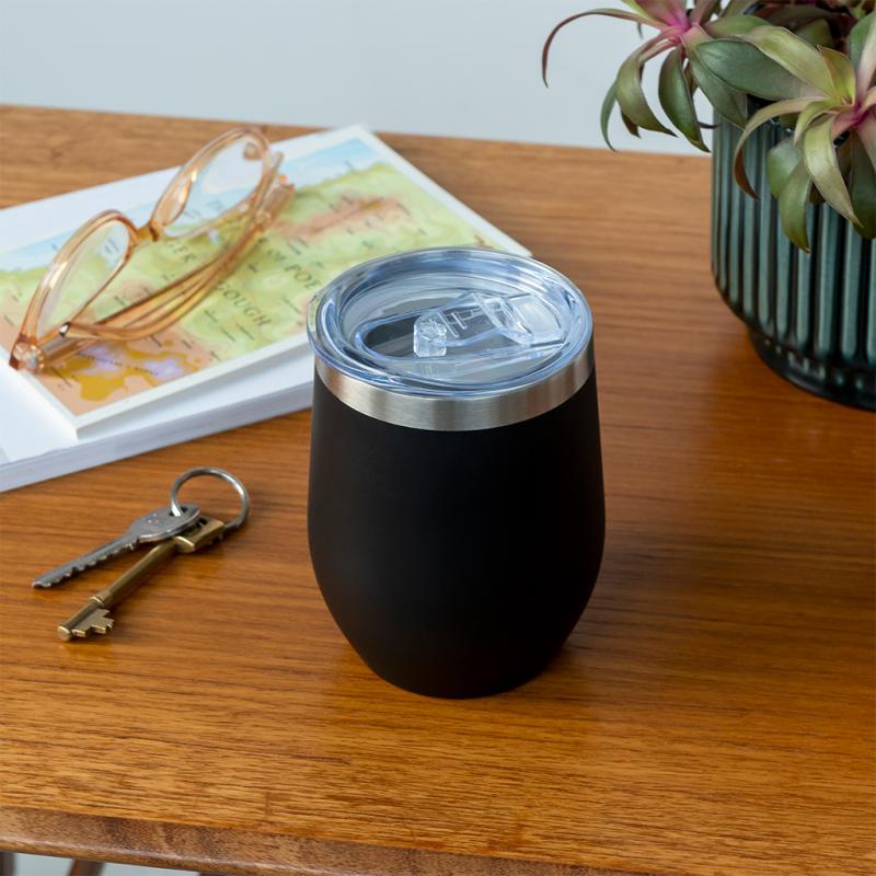 Rubber Coated Travel Cup in Black 30931 lifestyle