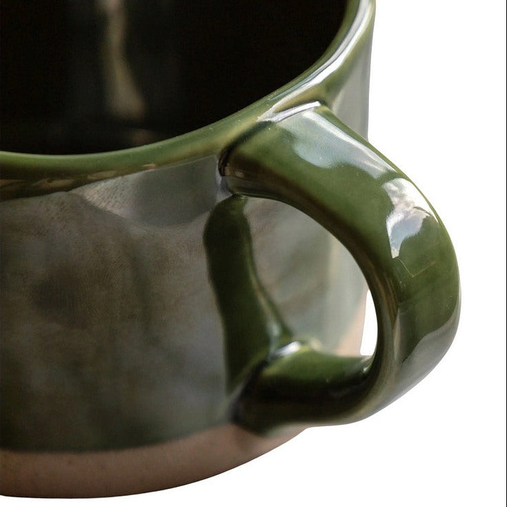 Rustic Green Ceramic Mug handle