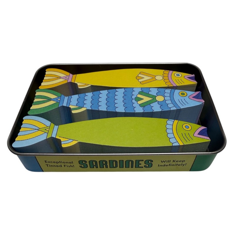 Sardines Fishy Sticky Notes In A Tin contents