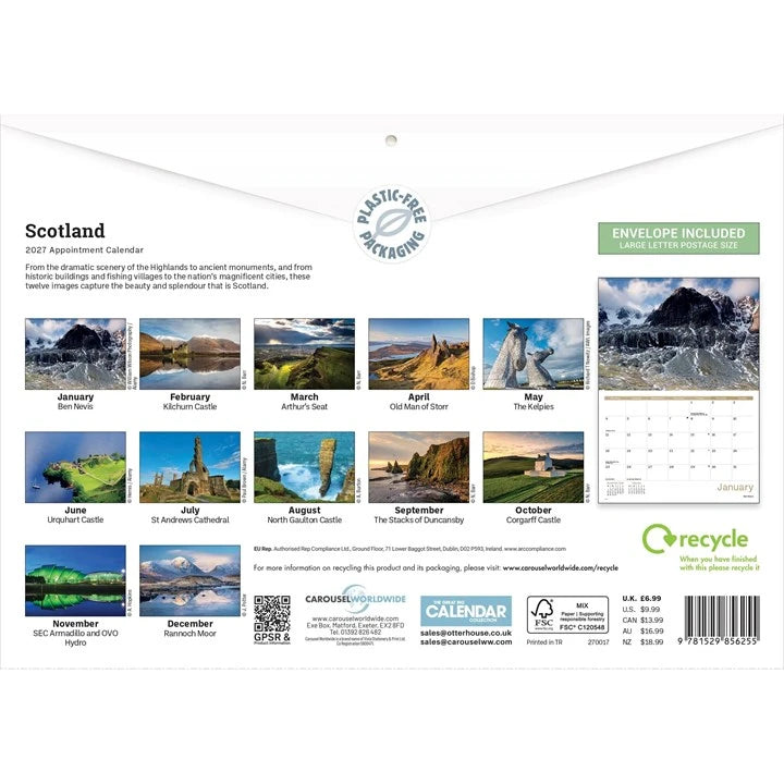 Scotland A4 Calendar 2027 rear