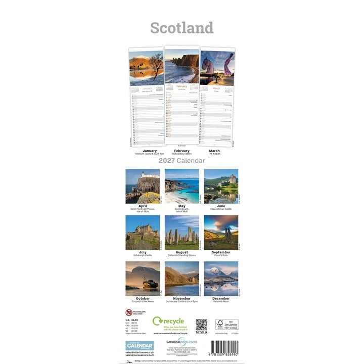 Scotland Slim Calendar 2027 rear