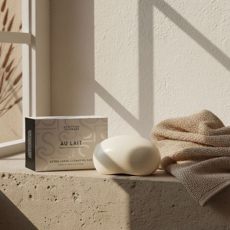 Scottish Fine Soaps Au Lait Extra Large Cleansing Soap Bar lifestyle