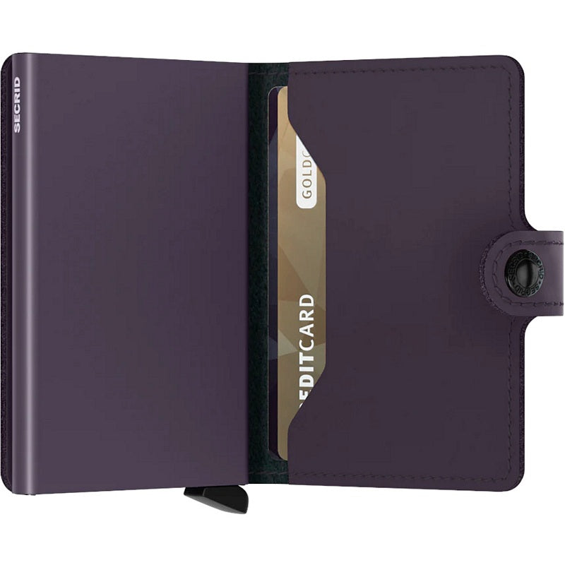 Secrid RFID Mini Wallet Matte Dark Purple open