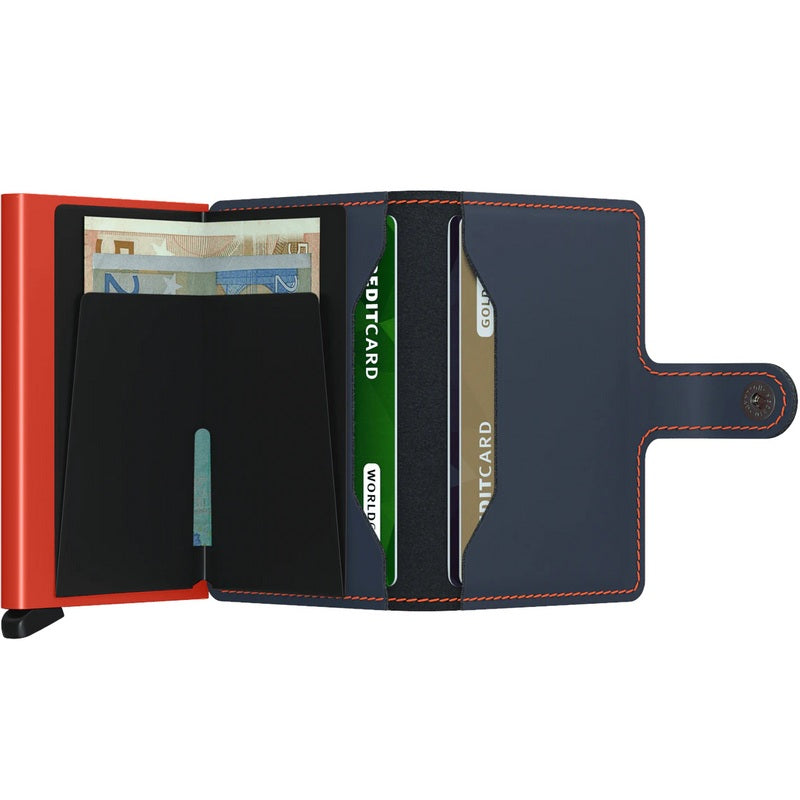 Secrid RFID Mini Wallet Matte Nightblue & Orange open 2