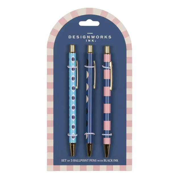 Set Of 3 Ballpoint Pens Eye, Moon & Stripe front
