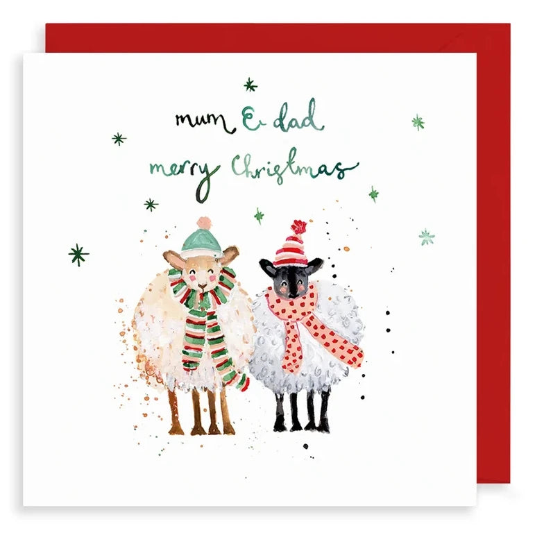 Sheep Christmas Card Mum & Dad Merry Christmas LMXM82 front