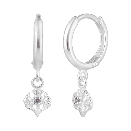 Silver Scottish Thistle Huggie Hoop Earrings 2527 main
