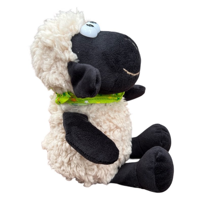 Sitting Sheep Soft Toy with Green Neck Tie right side