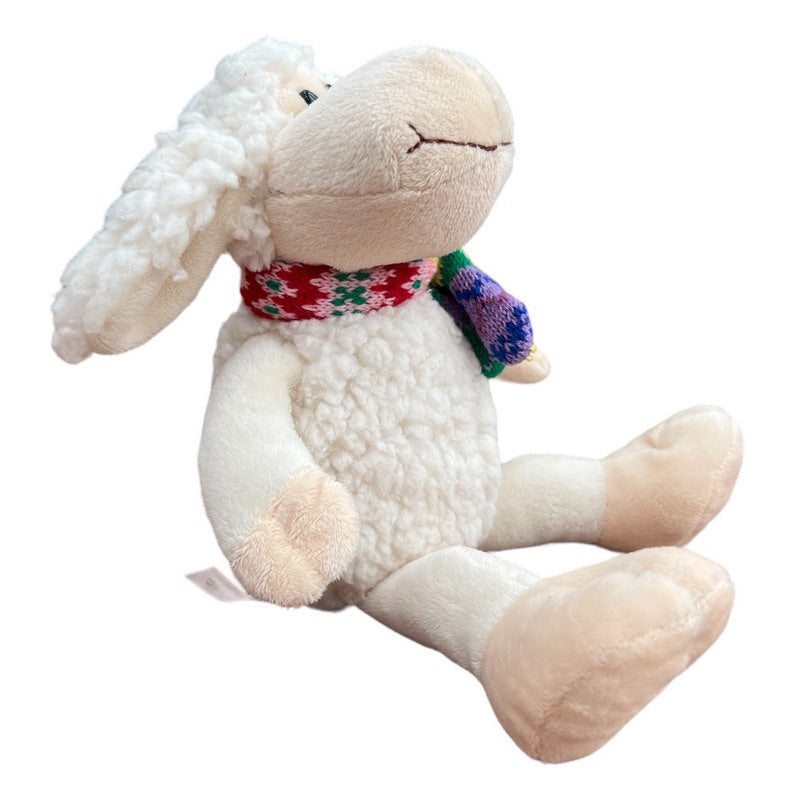 Sitting Sheep Soft Toy with Knitted Scarf right side