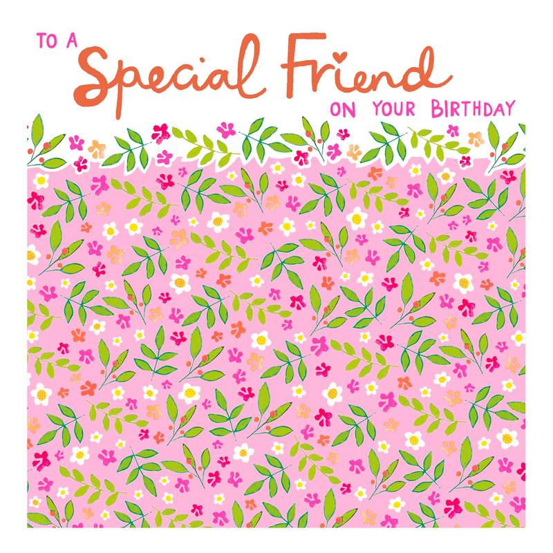 Special Friend Birthday Pink Florals Card AZ2519 front