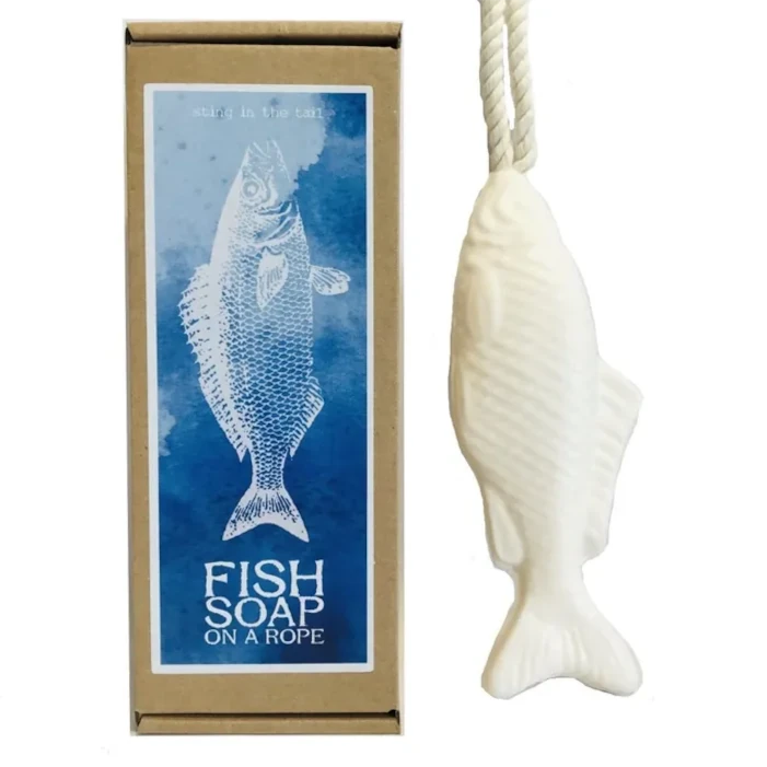 Sting In The Tail Fish Soap-On-A-Rope box and soap