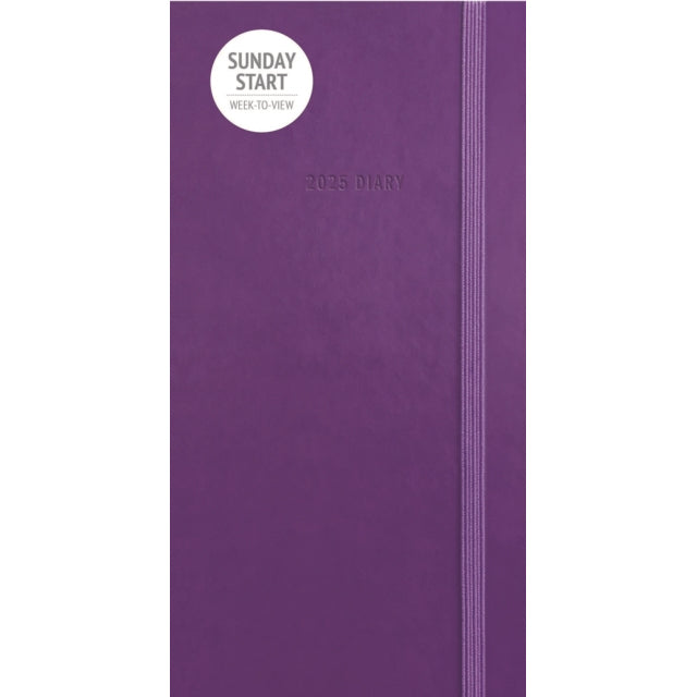 Sunday Start Purple Soft Touch Deluxe Slim Diary 2025 front