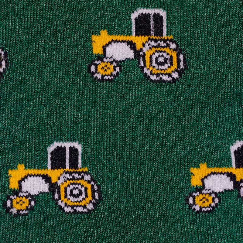 Swole Panda Bamboo Socks Tractor on Green SP440 detail