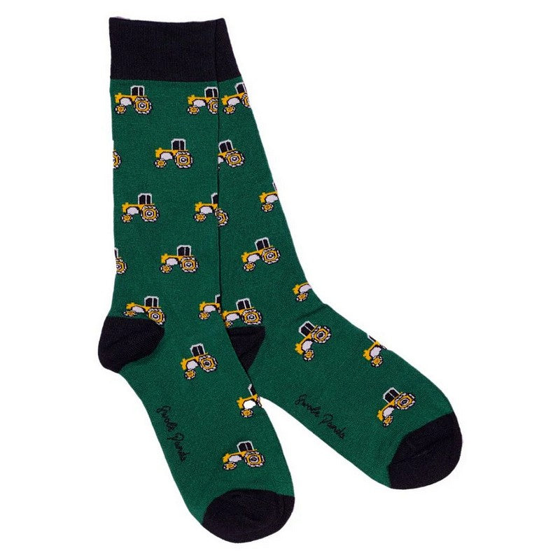 Swole Panda Bamboo Socks Tractor on Green SP440 main