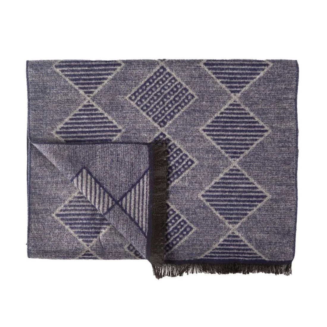 Swole Panda Blue Diamond & Stripe Mens Bamboo Scarf SP739 folded