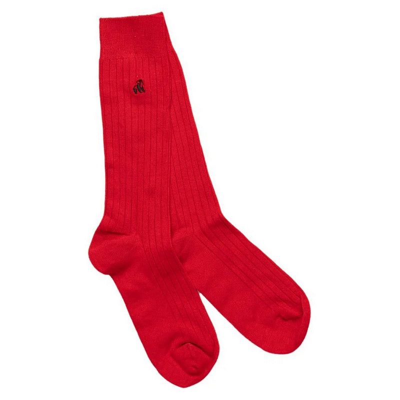 Swole Panda Mens Bamboo Socks Ribbed Classic Red SP083 main