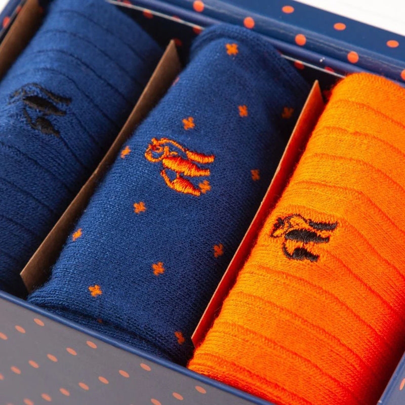 Swole Panda Orange & Blue Gift Box of 3 Bamboo Socks SP028-3-02-L detail