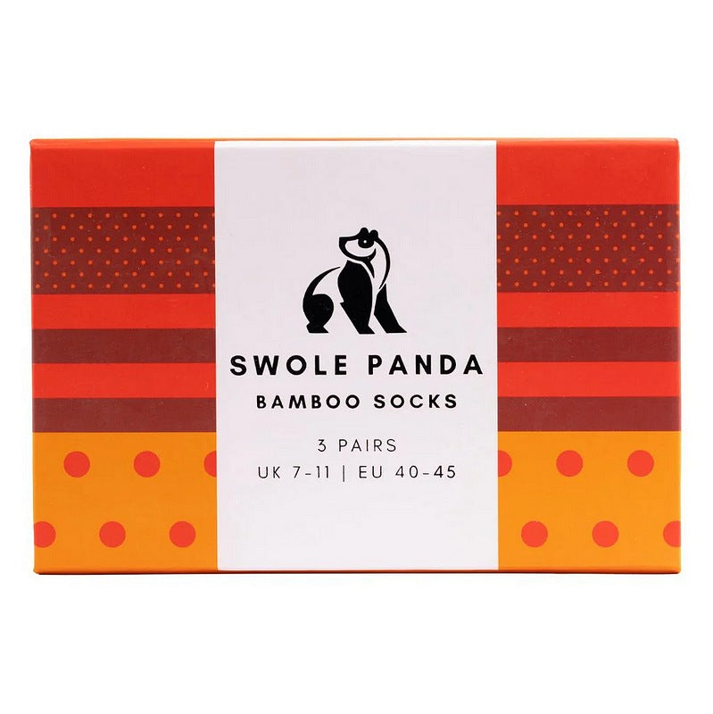 Swole Panda Stripe and Spot Bamboo Socks Gift Box SP028-3-29-L box front