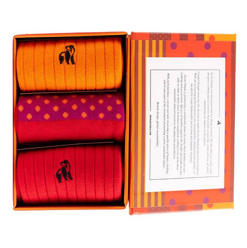 Swole Panda Stripe and Spot Bamboo Socks Gift Box SP028-3-29-L in box