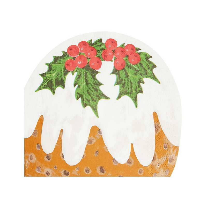 Botanical Christmas Pudding Shaped Paper Napkins