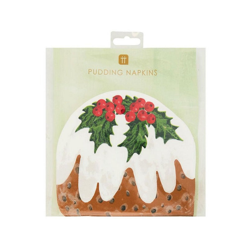 Botanical Christmas Pudding Shaped Paper Napkins