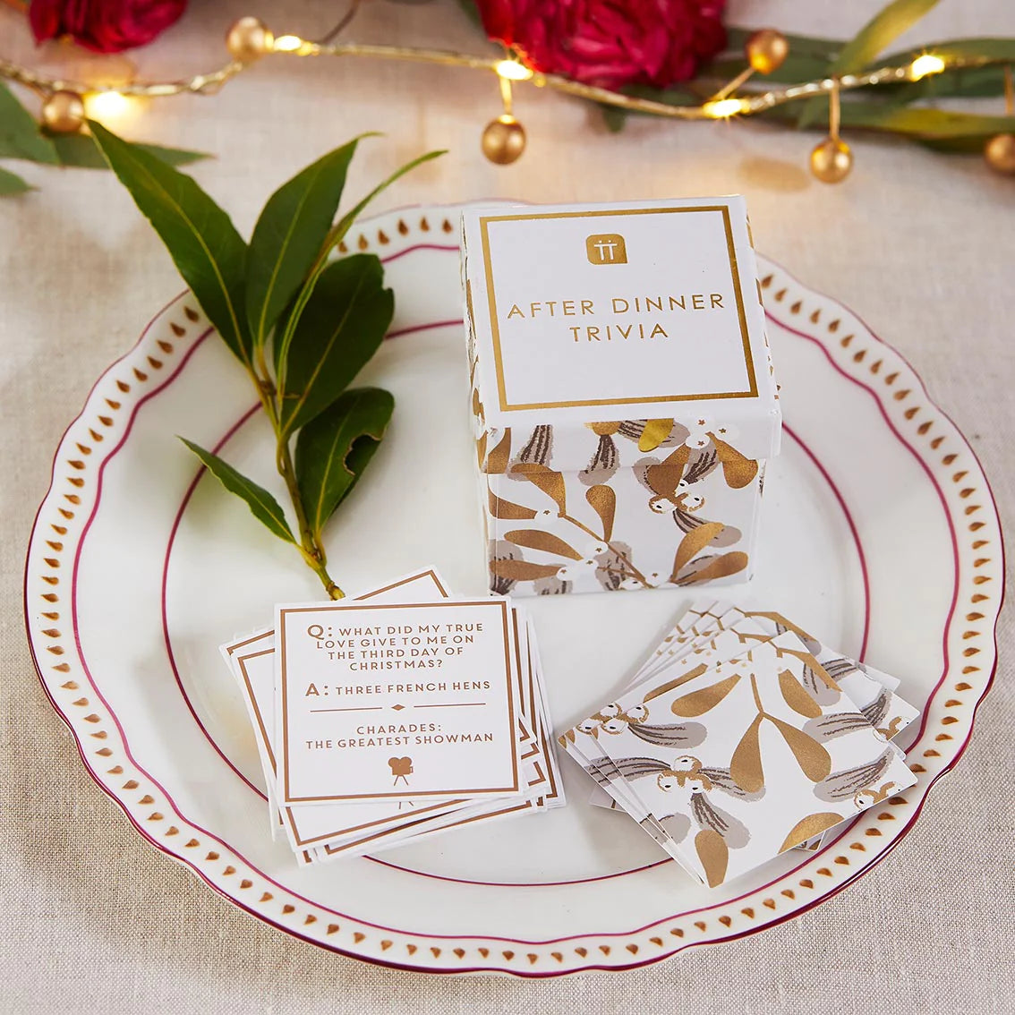 Talking Tables Christmas Botanical Mistletoe Trivia Game BC-MIST-TRIVIA lifestyle