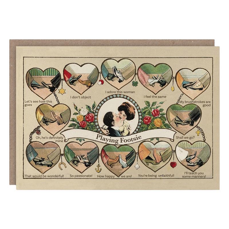 The Pattern Book Playing Footsie Greetings Card PB2406 front