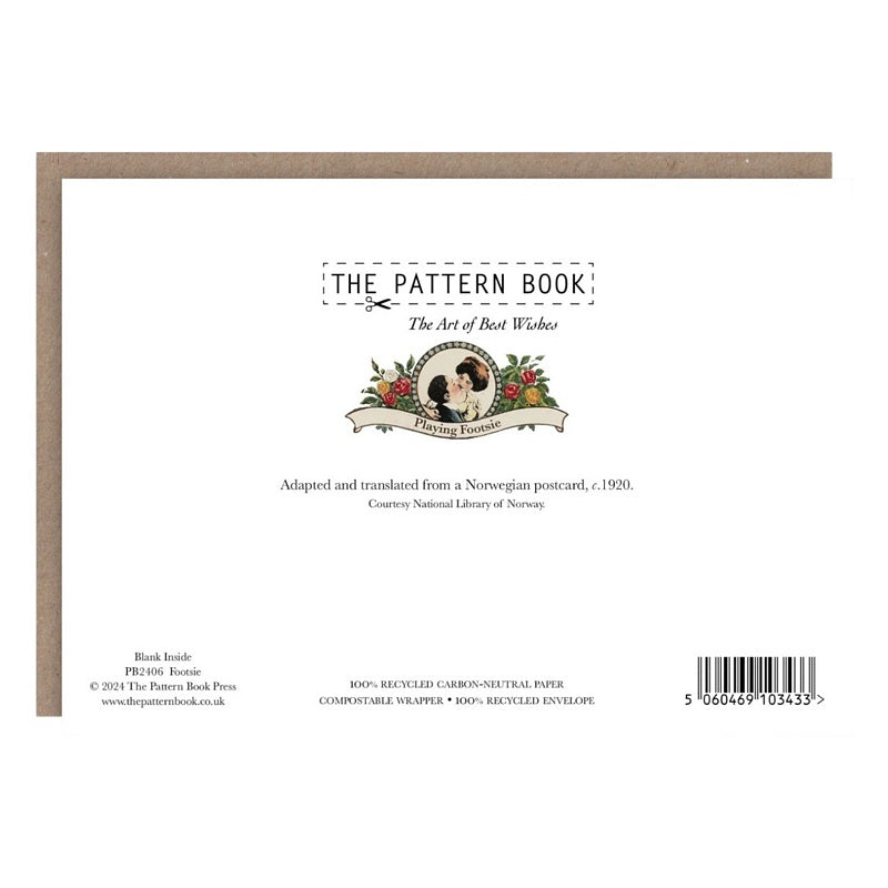 The Pattern Book Playing Footsie Greetings Card PB2406 rear