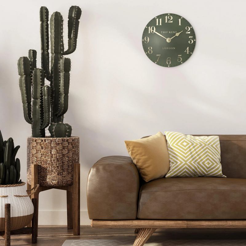 Thomas Kent Arabic Wall Clock Lichen Green 12" lifestyle