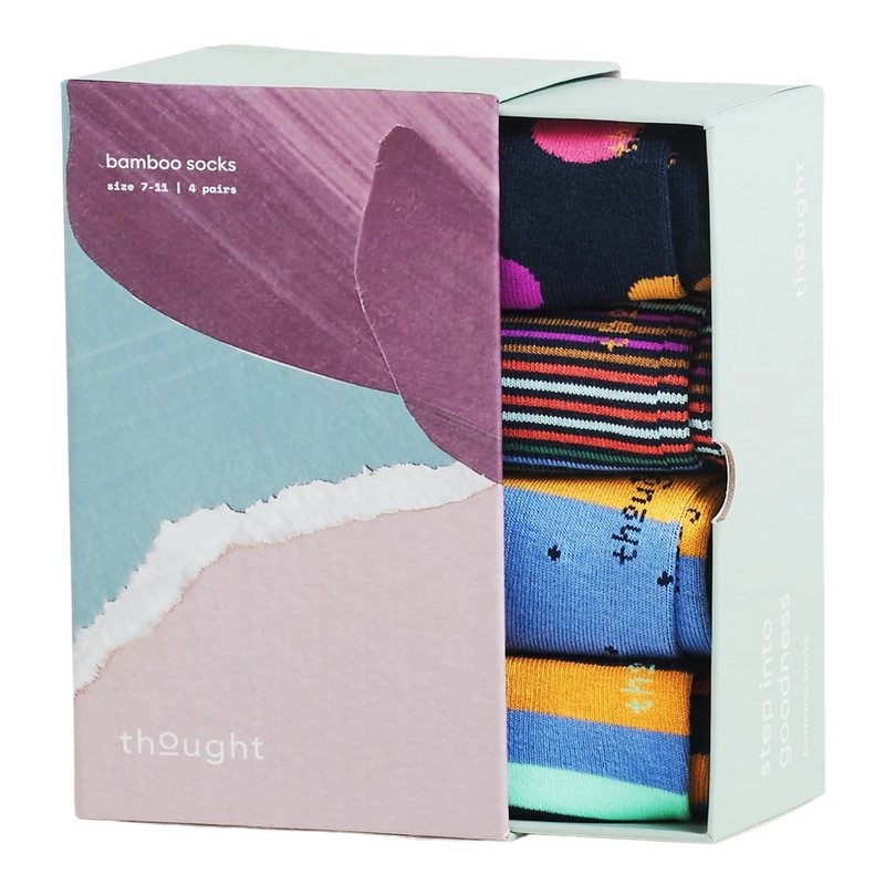 Thought Fashion Tatum Rainbow Pattern Bamboo 4 Sock Gift Box main