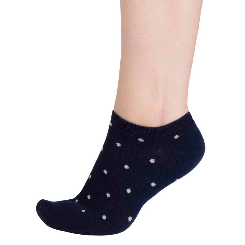 Thought Clothing Dottie Bamboo Trainer Socks Navy SPW839 side