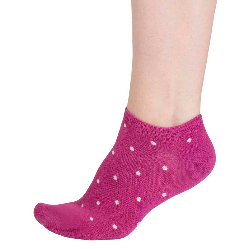 Thought Clothing Dottie Bamboo Trainer Socks Raspberry Pink SPW839 side